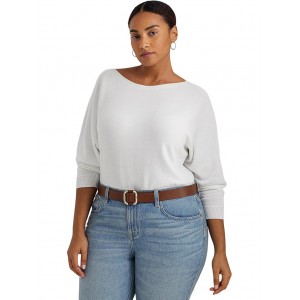Plus-Size Cotton-Blend Dolman-Sleeve Sweater White