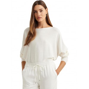 Cotton-Blend Dolman-Sleeve Sweater White