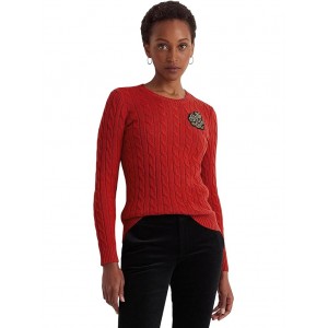 Bullion Cable-Knit Cotton Sweater Martin Red