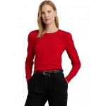 Cotton-Blend Puff-Sleeve Sweater Martin Red
