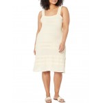 Plus Size Striped Knit Sleeveless Dress Mascarpone Cream