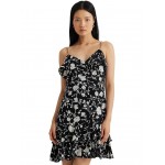 Floral Georgette Sleeveless Dress Black/Cream