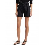 Belted Linen Shorts Polo Black