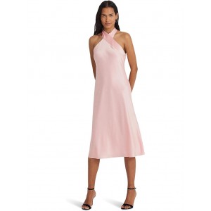 Satin Charmeuse Halter Cocktail Dress Pink Opal