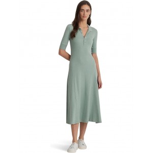 Cotton-Blend Polo Dress Soft Laurel