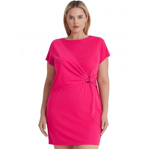 Plus Size Stretch Jersey Short Sleeve Dress Sport Pink