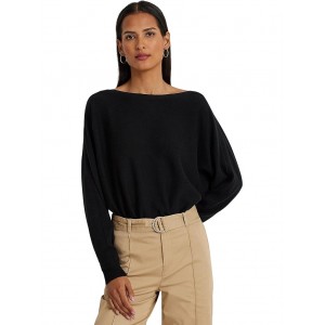 Petite Cotton-Blend Dolman-Sleeve Sweater Black