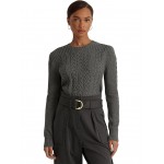 Cable-Knit Puff-Sleeve Sweater Modern Grey Heather