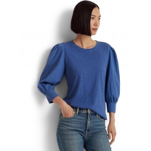 Jersey & Poplin Puff-Sleeve Top Frosted Lapis