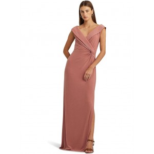 Jersey Off-the-Shoulder Gown Pink Mahogany