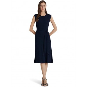 Belted Bubble Crepe Dress Lighthouse Navy 2