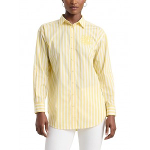 Oversize Striped Cotton Broadcloth Shirt Primrose Yellow/White