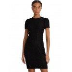 Lace Puff-Sleeve Cocktail Dress Black