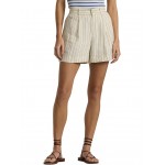 Striped Pleated Shorts Cream/Blue