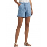 Linen Tassel-Drawcord Shorts Pale Azure
