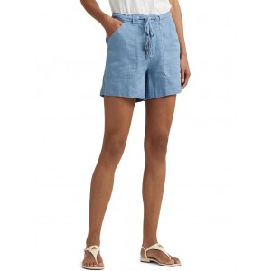 Linen Tassel-Drawcord Shorts Pale Azure