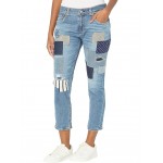 Petite Patchwork Relaxed Tapered Ankle Jeans in Tinted Sapphire Wash