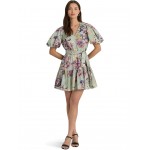 Floral Cotton Voile Puff-Sleeve Dress Soft Laurel Multi