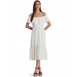 Petite Jersey Off-the-Shoulder Dress White