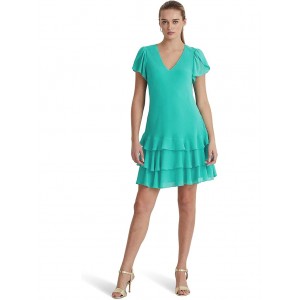 Georgette Drop-Waist Dress Natural Turquoise