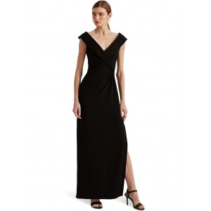 Jersey Off-the-Shoulder Gown Black