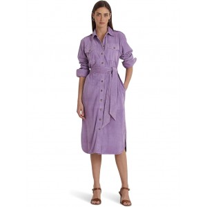 Belted Suede Shirtdress Wisteria