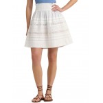 Lace-Trim Cotton Broadcloth Miniskirt White