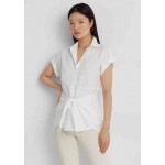 Tie Front Cotton Broadcloth Shirt
