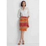 Geometric Motif Cotton Linen Wrap Skirt