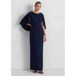 Womens Cape Crepe Gown