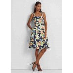 Floral Belted Faille Cocktail Dress