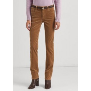 Stretch Corduroy Mid Rise Straight Pants