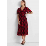 Buffalo Check Belted Georgette Dress