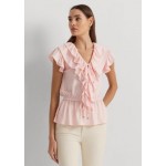 Ruffle Trim Jersey Peplum Top