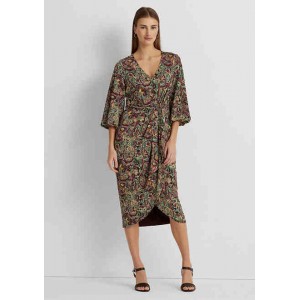 Floral Jersey Tie Front Midi Dress