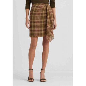 Plaid Ruffle-Trim Georgette Skirt