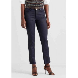 Coated Mid-Rise Straight Ankle Jeans