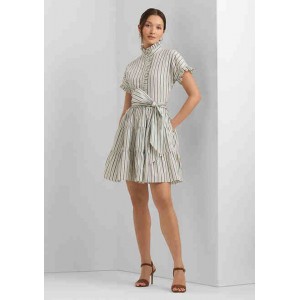 Striped Cotton Broadcloth Shirtdress