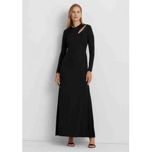 Chain Trim Jersey Long Sleeve Gown
