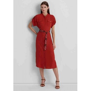 Belted Double Faced Georgette Shirtdress