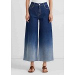 Ombre High Rise Wide Leg Cropped Jeans