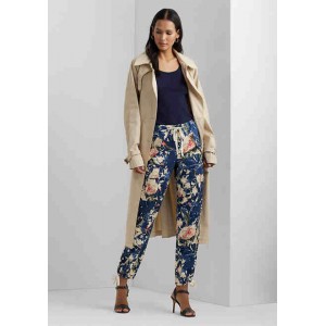 Floral Shantung Cargo Ankle Pants