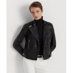 Womens Tumbled Leather Moto Jacket