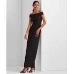 Womens Off-The-Shoulder Column Gown