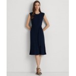 Womens Belted Bubble Crepe Dress