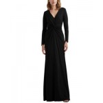 Womens Twisted Long-Sleeve Gown