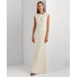 Womens Embellished Cap-Sleeve Gown