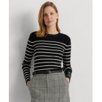 Womens Striped Crewneck Sweater Regular & Petite
