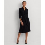 Womens Belted Double-Faced Georgette Shirtdress