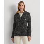 Womens Double-Breasted Boucle Blazer